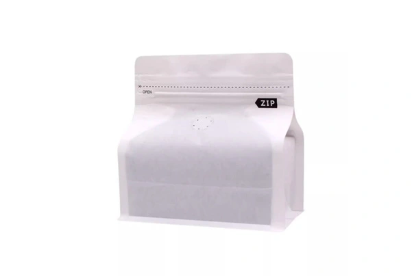 WHITE KRAFT PAPER FLAT BOTTOM POUCH WHOLESALE